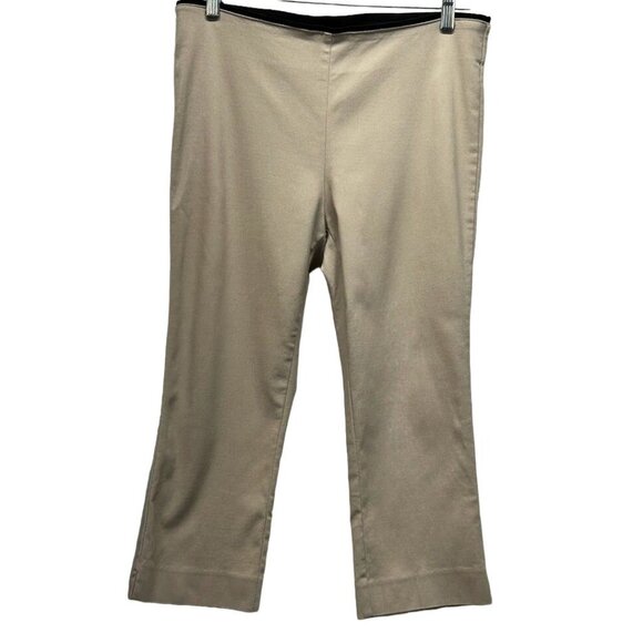 Ellen Tracy Light Khaki Wide Waist‎ Band Comfort Capri Pants Sz Large Petite - Picture 1 of 6